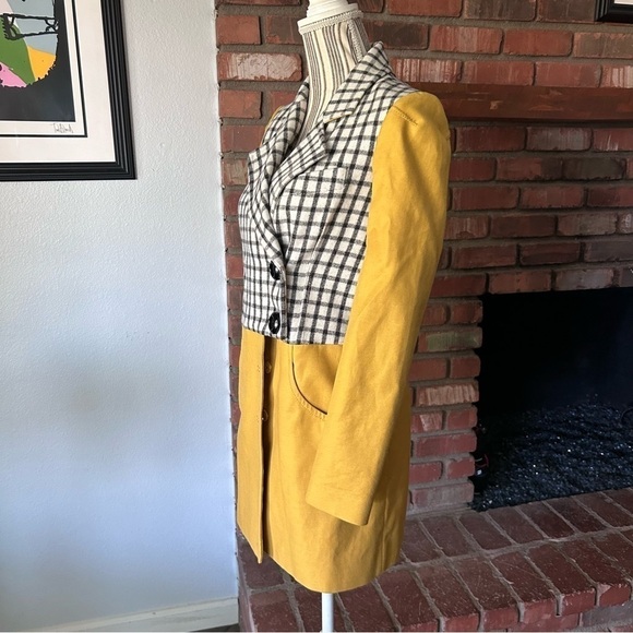 NWT Anthropologie Cartonnier Yellow Plaidblock Peacoat Jacket Mustard Yellow 0 - Picture 8 of 11